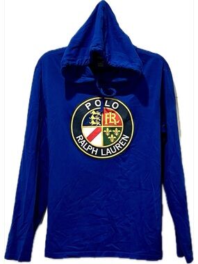 Polo by Ralph Lauren Royal Blue Hooded Long Sleeve Tee with Crest Logo
